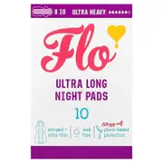 Here We Flo, Ultra Long Night Pads, Ultra Heavy, 10 Pads