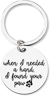 [Siopue] Dog Cat Lover Gifts for Women Men Pet Gifts for Boys Girls Pet Sympathy Gifts, When I Needed A Hand I Found Your Paw Dog Rescue Thank You Keychain