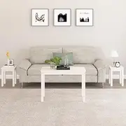 Nesting Tables 3 pcs White Solid Wood Pine,End Tables 10.56KG-824979