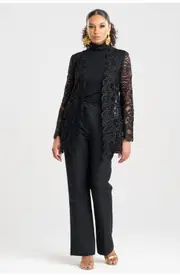 Natori RAFFIA LACE Blazer in Black at Nordstrom, Size Large
