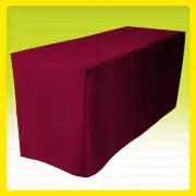 5' Fitted Tablecloth Table Cover Wedding Banquet Event - BURGUNDY RED