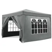 Advwin Pop Up Gazebo with 4 Sidewalls 3x3m Portable Grey Marquee