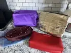 Ulta Cosmetic Bag Wristlet burgandy velvet with Faux Pearls Plus Extras