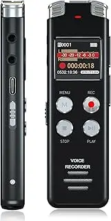 EVISTR L357 Digital Voice Recorder - 64GB Voice Activated Recorder with Playback and MP3 Player - Rechargeable Dictaphone with Noise Reduction Password for Lectures Meetings
