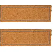 Nicola Spring Coir Double Door Mats - 120 x 40cm - Grey Inset - Pack of 2 - Decorative Indoor Large Front Door Mat Floor Mat Entry Dirt Trapper Rug Outdoor Boot Scraper Non Slip Backing Doormat