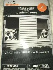 Halloween Window Cover Ghosts Goblins Wall Decoration 14x14 Prop Set of TWO RARE
