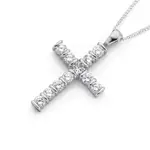 Silver Cubic Zirconia With Bars Cross in Clear