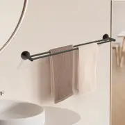ACA 80CM Cut to Size Black Bathroom Wall Double Towel Rack Rail Ring Stainless Steel Round