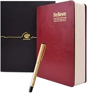 SAYEEC Large Thick Journal Notebook with Pen 720 Pages Lined Journals for Writing A5 Dark Red College Ruled Notebook Leather Soft Cover Vintage Believe Diary Gift Set for Women Travel Work Note Taking