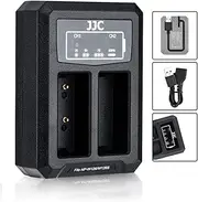 JJC NP-W126 Battery Charger USB Dual Slots for Fujifilm X100VI X-T30II X-S10 X100V X-T200 X-T30 X-T3 X-T20 X-T10 X-T2 X-PRO2 X-PRO1 X-A7 X100F X-T100 X-E3 X-A5 X-A3 X-H1, with 40cm Extension Cable