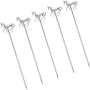 WEKADRIN 5pcs Cocktail Decoration Sign Silver Stainless Martini Skewers Charcuterie Drinks Picks Cocktail Skewers Reusable Mixology Sticks Snacks for Fruits Accessories Stainless Steel