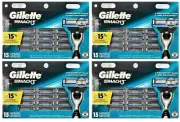 Gillette Mach3 Razor Blade Refills, 15 Cartridges (4 Pack)