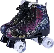 SSJJTT Roller Skates Women Shiny Double-Row Four Wheels Quad Skates for Outdoor and Indoor Roller Blades Adult High-Top for Boys, Girls