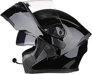 Motorcycle Helmet Bluetooth Flip-Up Helmet DOT/ECE Certified Flip Full Face Helmet Motorcycle Safety Helmet with Double Visor Integrated Helmet Motocross Helmet H,M=55-56CM