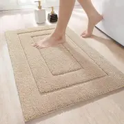 Soft Absorbent Bath Rug for Shower and Tub, Non-Slip, Machine Washable - 16x24 Beige