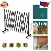 Expandable Black Metal Pet Gate - Portable Folding Security Barrier for Dogs