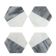 [OneWorld Collection] Graze Marble Coaster Hexagon White & Grey