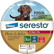 Seresto Flea & Tick Collar for Dogs Over 8 kg, Single Pack, Long-lasting Protection, Odourless, Adjustable and Water-Resistant Dog Collar, 1 Pack