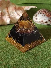 Orgone Tiger Eye Chip & Sphere Pyramid (B1)