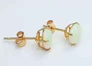 GENUINE 1.26 Cts OPAL STUD EARRINGS 14k YELLOW GOLD - Free Appraisal Service