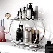 Cozioz 2-Tier Bathroom Counter Organizer – Silver Perfume and Makeup Organizer for Vanity, Skincare Display Tray, Cosmetic Holder Rack, Perfect Present for Women