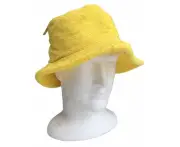 Stingy Brim Terry Towelling Bucket Hat Daggy Fishing Camping Lad Cap 100% COTTON - Yellow
