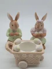 PartyLite Baby Bertie & Bea Votive Candle Holder P7329 Bunnies Easter Eggs Daisy