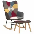 Rocking Chair with a Stool Patchwork Fabric vidaXL
