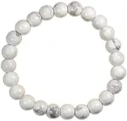 Myhealingworld Natural White Howlite Gemstone 8mm Beads Beautifully Crafted Stretchable Bracelet For Healing Power., 8mm, Gemstone, Agate