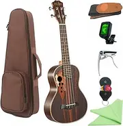 FANGXIN Concert Ukulele 23" Rosewood Panel Ukulele Ukelele with Gig Bag Strap Nylon String Tuning Clip Tuner 5 Picks (Grapevine Sound Hole)
