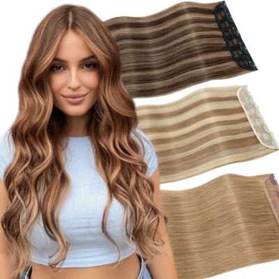 One Piece Clip in Extensions 100% Human Real Remy Hair Full Head Thick Straight