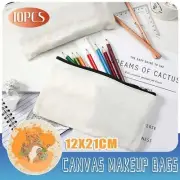 10x Canvas Makeup Bags Canvas Zipper Pouch Bags Pencil Case Blank DIY Craft AU