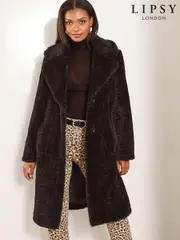 Lipsy Black Teddy Faux Fur Coat (E17170) | $130