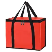 4 Pack Insulated Food Cool Warm Bag, XXX-Large Grocery Tote Reusable Bag, Red