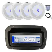 Dual Marine Radio, Spa Bezel,Adapter,Antenna,Wire, 4x 8'' 320W LED White Speaker