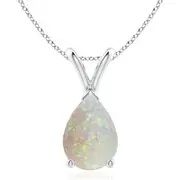V-Bale Pear-Shaped Opal Solitaire Pendant