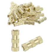 Knurled Insert Nuts, 30Pcs M4 x 16mm(L) x 6mm(OD) Thread Printing Brass Nuts