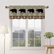 DOTOOMA 54x18 Inches Retro Bear Window Treatment Valance Rustic Animal Kitchen Blackout Drapes Bathroom Bedroom Living Room Polyester Fabric Curtains Decorations Supplies