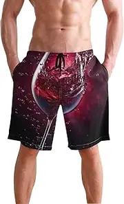 [XYMZR] Men's Swim Trunks Red Wine Glass Quick-Dry Bathing Suit Swimming Board Shorts S