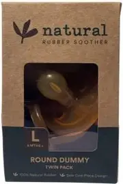 NATURAL RUBBER SOOTHER Round Dummy Large (6+ Months) Twin Pack