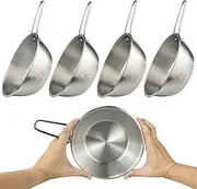 Pubgeer Camping Bowls 31oz (4 pack) - Nesting Stainless Steel bowl with Handles | Outdoor Sierra Cup | Ideal for RV Travel, Camping, and Backpacking | Makgeolli Bowls | Soup Bowls