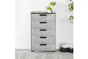 Dressing Chest with 6 Storage Drawers | MDF | Mirror | Black & Cement Combination