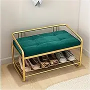Shoe Bench Entryway Shoe Rack with Cushioned Seat, Shoe Bench for Entry, Shoe Rack Bench,2 Shelves Storage Bench Metal Shoe Storage Bench for entryway, Hallway,mudroom, Living Room Shoe Rack Bench(Gre