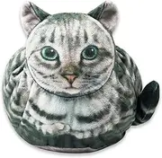 [Generic] Cat Makeup Bag for Women - Toiletry Pouch with Drawstring Soft Makeup Bag, Travel Bag Organizer and Coin Pouch Shaped, Grey Cat, Se référer au descriptif, Refer to description