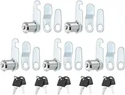 uxcell 1" Cam Lock with Keys, 5 Pack Zinc Alloy Keyed Different Cabinet Cam Lock Set RV Storage Lock for File Drawer Mailbox Toolbox, Silver Tone