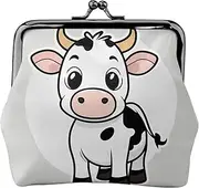 [JEJEA] Cartoon Milk Cow Print Coin Purse, Portable Fiber Leather Coin Purse Mini Change Purses for Women, Black, One Size, Coin Pouch