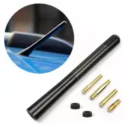 4.7" FIBER CARBON AM/FM CAR RADIO SHORT ANTENNA STUBBY SCREW ALUMINUM BLACK EAW