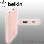 Belkin Boost Up Charge 5K 5000mAh Power Bank USB-A USB-C Pink w/ 15cm USB Cable