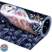 RUSPEPA Reversible Wrapping Paper Roll - Mini Roll - Navy Blue Owl Pattern Gr
