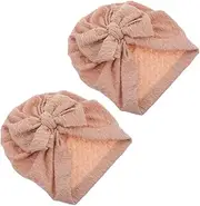 [FOMIYES] Newborn Bow Cap Stylish Turban Hat Breathable Beanie for Boys Fit Occasion Pink Hair Accessories